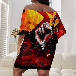 Tigrayans Independence Off Shoulder Short Dress I Stand with Tigray - Fist of Freedom