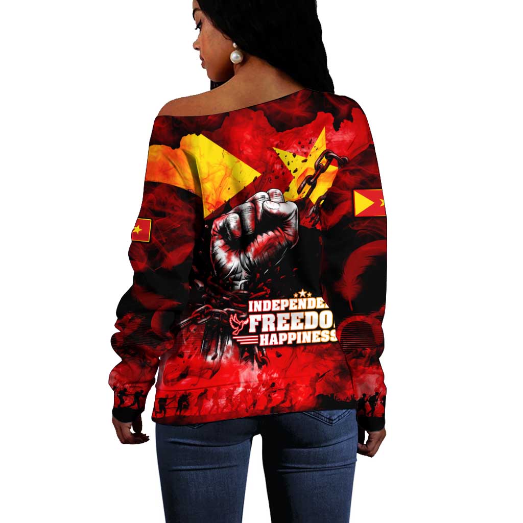 Tigrayans Independence Off Shoulder Sweater I Stand with Tigray - Fist of Freedom