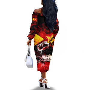 Tigrayans Independence Off The Shoulder Long Sleeve Dress I Stand with Tigray - Fist of Freedom