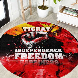 Tigrayans Independence Round Carpet I Stand with Tigray - Fist of Freedom