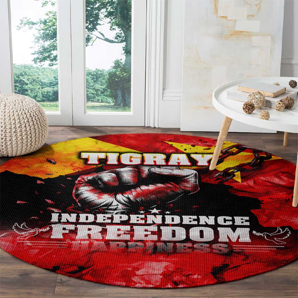 Tigrayans Independence Round Carpet I Stand with Tigray - Fist of Freedom