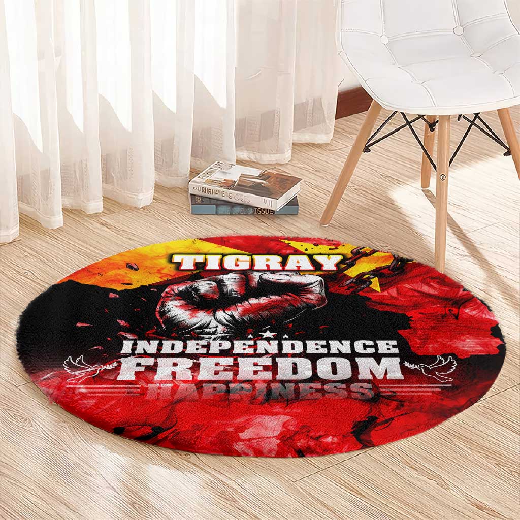 Tigrayans Independence Round Carpet I Stand with Tigray - Fist of Freedom