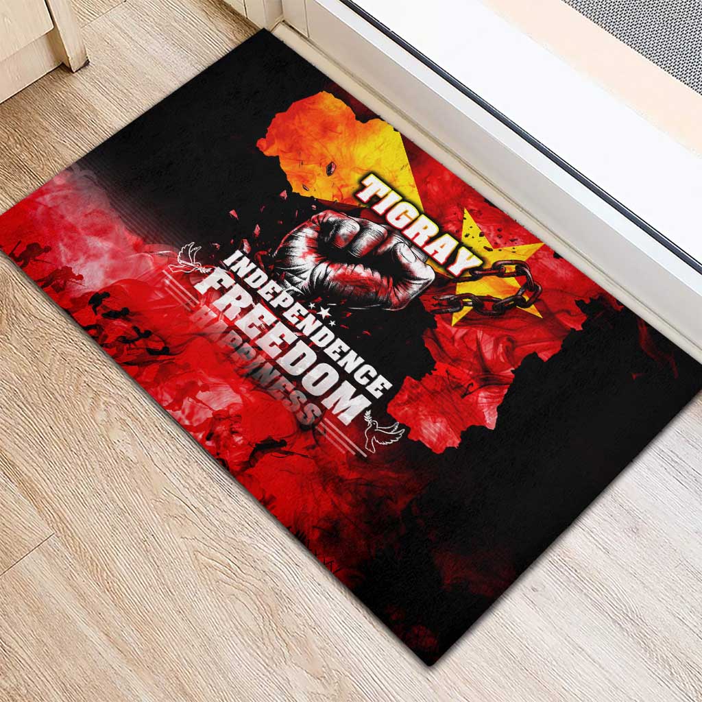 Tigrayans Independence Rubber Doormat I Stand with Tigray - Fist of Freedom