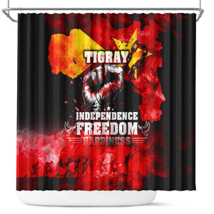 Tigrayans Independence Shower Curtain I Stand with Tigray - Fist of Freedom