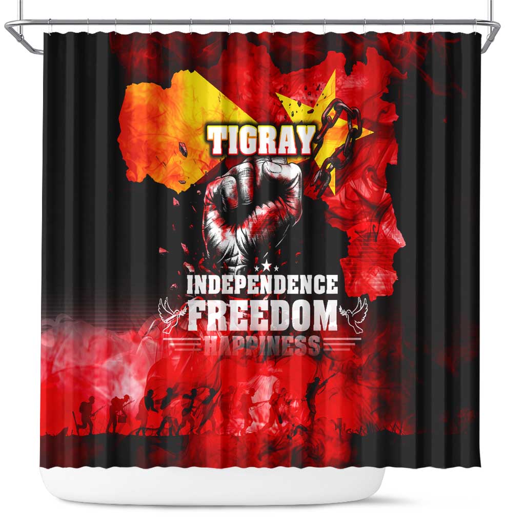 Tigrayans Independence Shower Curtain I Stand with Tigray - Fist of Freedom