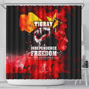 Tigrayans Independence Shower Curtain I Stand with Tigray - Fist of Freedom