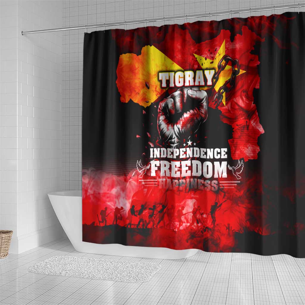 Tigrayans Independence Shower Curtain I Stand with Tigray - Fist of Freedom