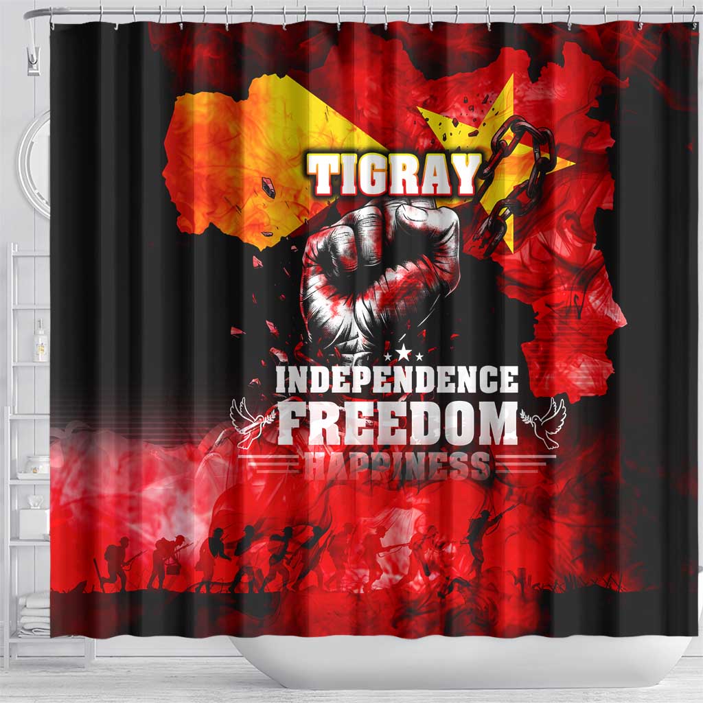 Tigrayans Independence Shower Curtain I Stand with Tigray - Fist of Freedom