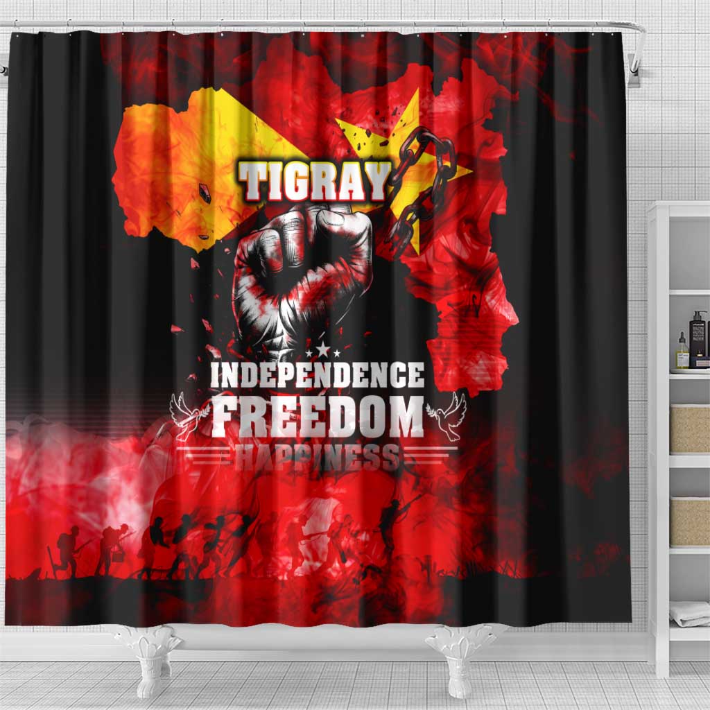 Tigrayans Independence Shower Curtain I Stand with Tigray - Fist of Freedom