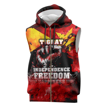 Tigrayans Independence Sleeveless Zip Hoodie I Stand with Tigray - Fist of Freedom - African Pride