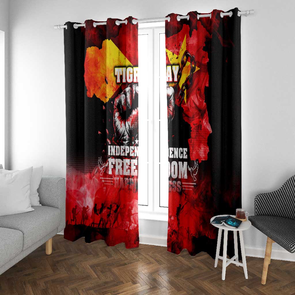 Tigrayans Independence Window Curtain I Stand with Tigray - Fist of Freedom