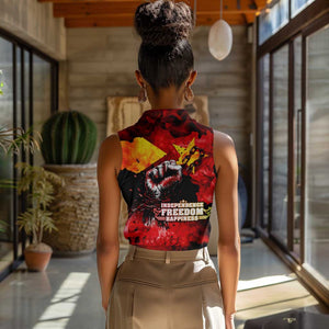 Tigrayans Independence Women Sleeveless Polo Shirt I Stand with Tigray - Fist of Freedom