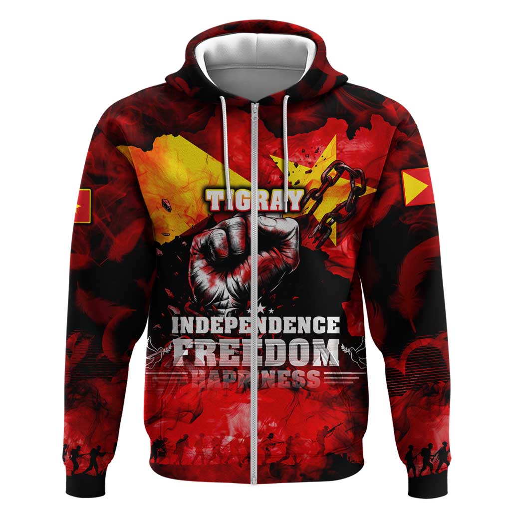 Tigrayans Independence Zip Hoodie I Stand with Tigray - Fist of Freedom