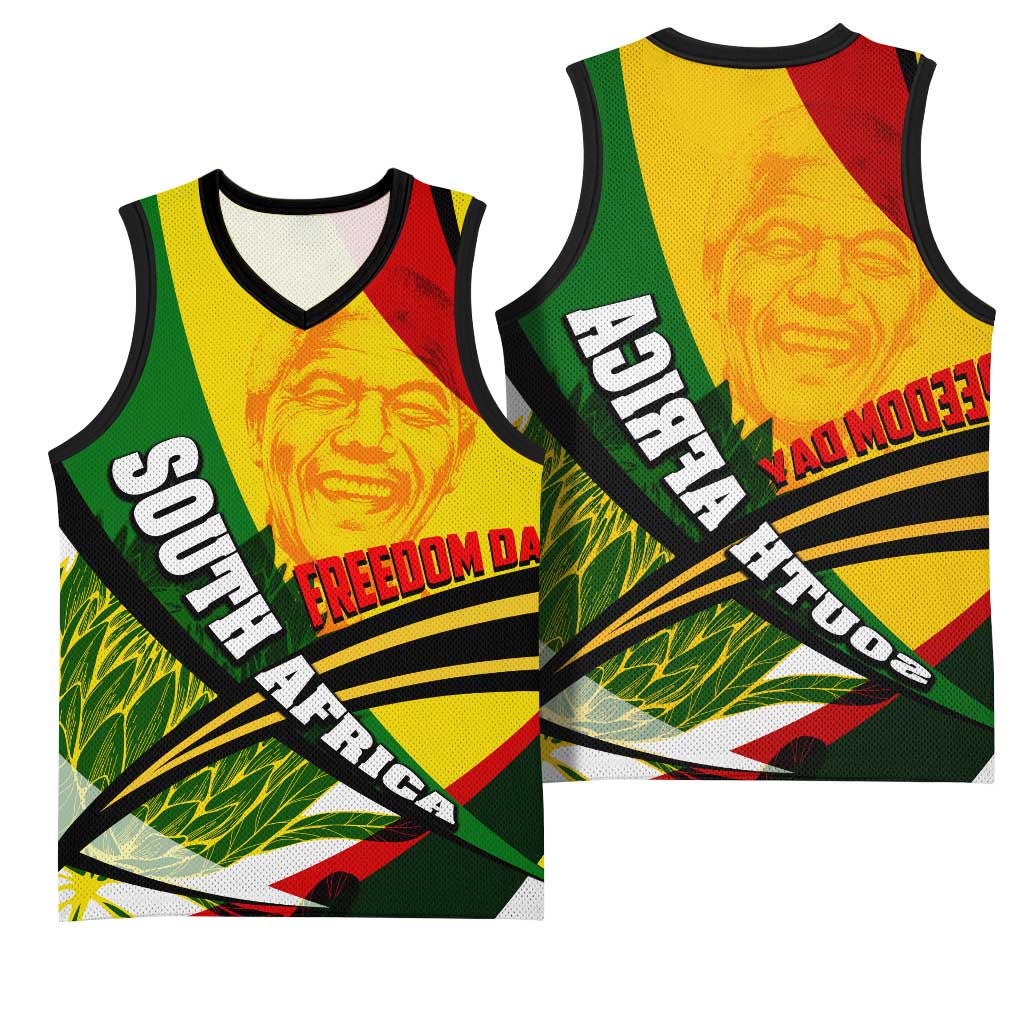 South Africa Freedom Day Mandela Basketball Jersey National Pride Protea Flower - African Pride
