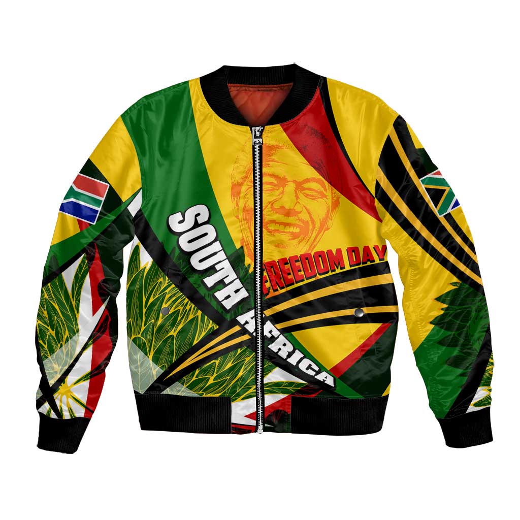 South Africa Freedom Day Mandela Bomber Jacket National Pride Protea Flower