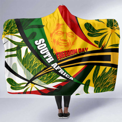 South Africa Freedom Day Mandela Hooded Blanket National Pride Protea Flower