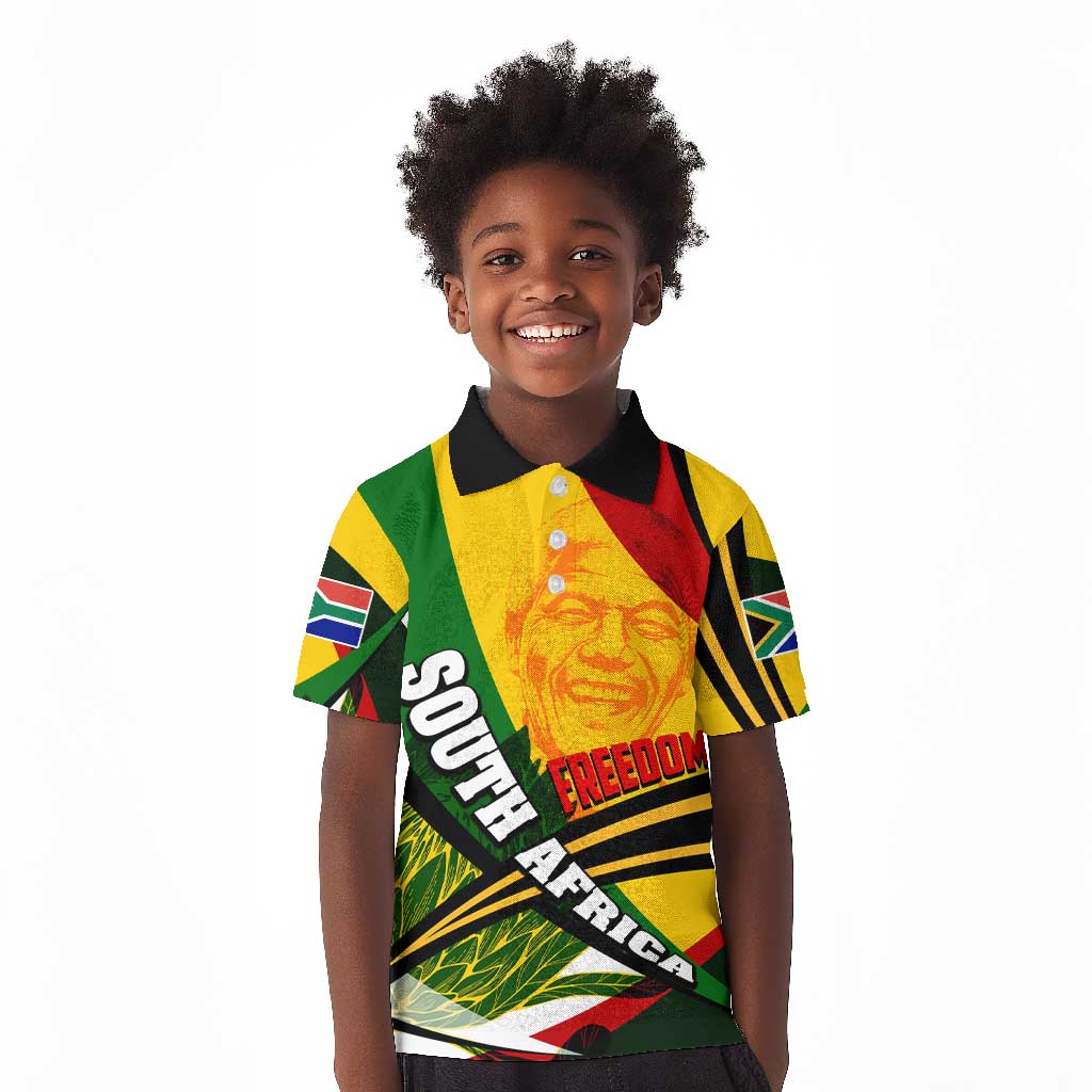 South Africa Freedom Day Mandela Kid Polo Shirt National Pride Protea Flower