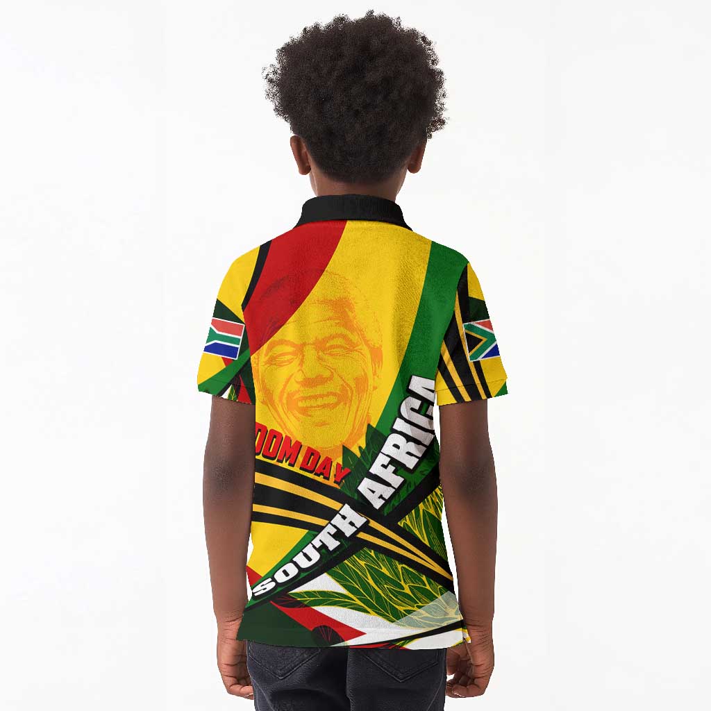 South Africa Freedom Day Mandela Kid Polo Shirt National Pride Protea Flower