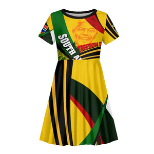 South Africa Freedom Day Mandela Kid Short Sleeve Dress National Pride Protea Flower