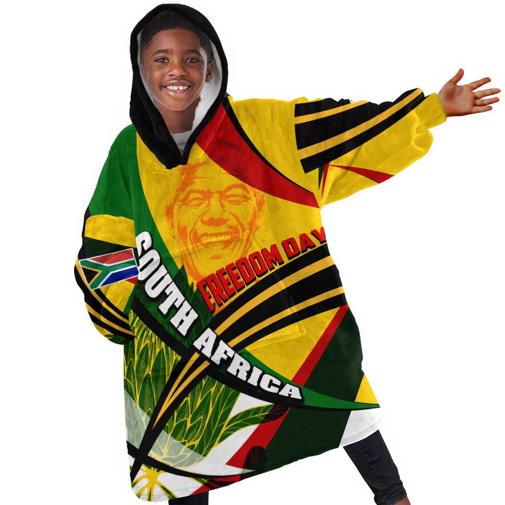 South Africa Freedom Day Mandela Kid Wearable Blanket Hoodie National Pride Protea Flower