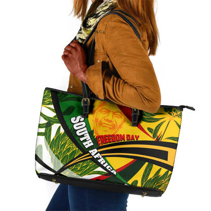 South Africa Freedom Day Mandela Leather Tote Bag National Pride Protea Flower