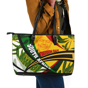 South Africa Freedom Day Mandela Leather Tote Bag National Pride Protea Flower