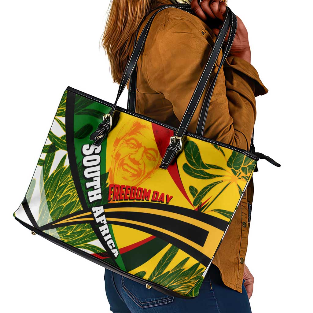 South Africa Freedom Day Mandela Leather Tote Bag National Pride Protea Flower