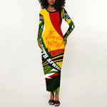 South Africa Freedom Day Mandela Long Sleeve Bodycon Dress National Pride Protea Flower DT02