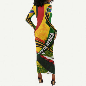 South Africa Freedom Day Mandela Long Sleeve Bodycon Dress National Pride Protea Flower DT02