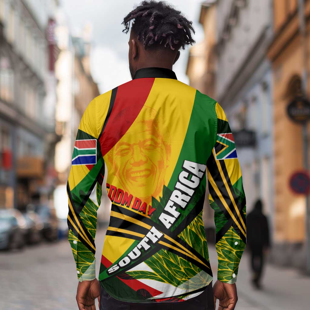 South Africa Freedom Day Mandela Long Sleeve Button Shirt National Pride Protea Flower