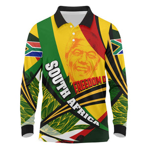 South Africa Freedom Day Mandela Long Sleeve Polo Shirt National Pride Protea Flower