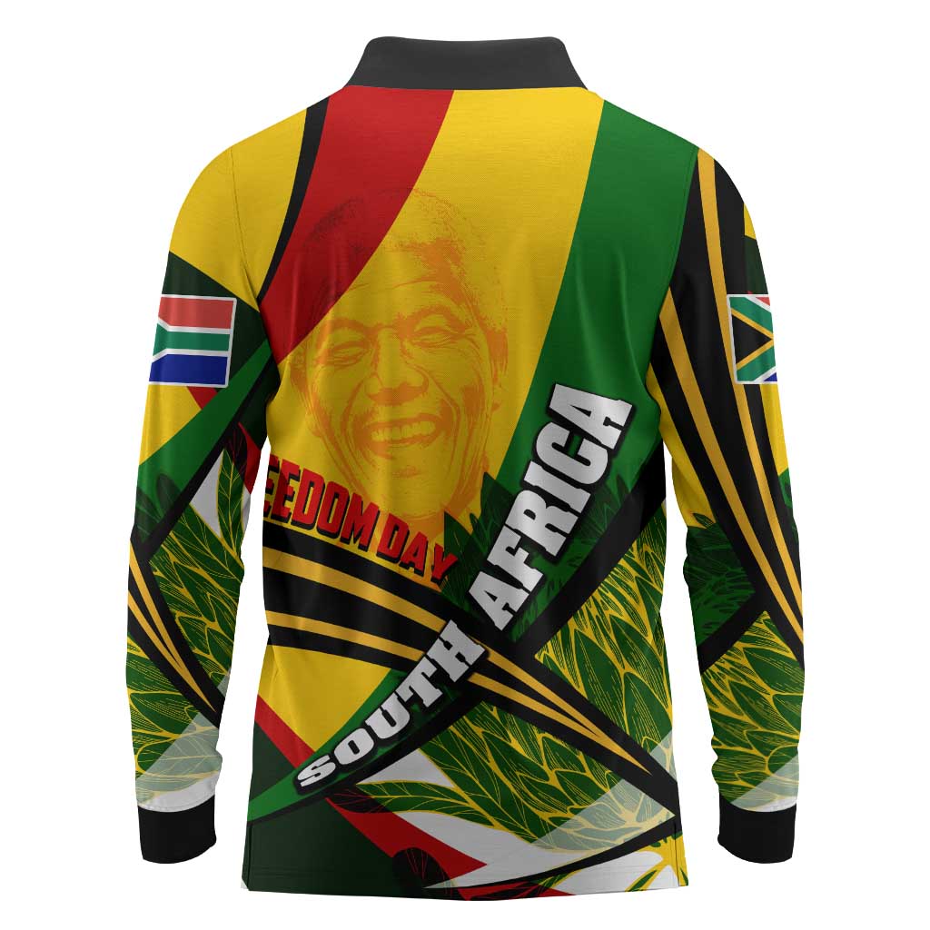 South Africa Freedom Day Mandela Long Sleeve Polo Shirt National Pride Protea Flower