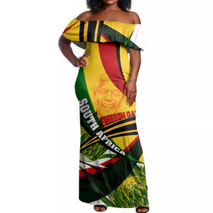 South Africa Freedom Day Mandela Off Shoulder Maxi Dress National Pride Protea Flower