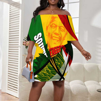 South Africa Freedom Day Mandela Off Shoulder Short Dress National Pride Protea Flower