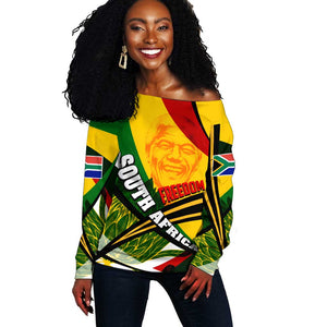 South Africa Freedom Day Mandela Off Shoulder Sweater National Pride Protea Flower