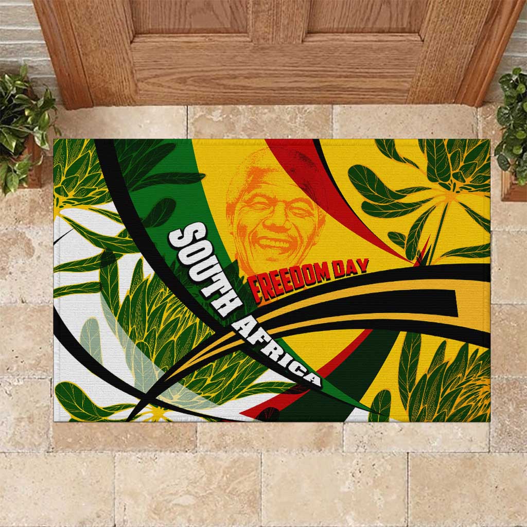 South Africa Freedom Day Mandela Rubber Doormat National Pride Protea Flower