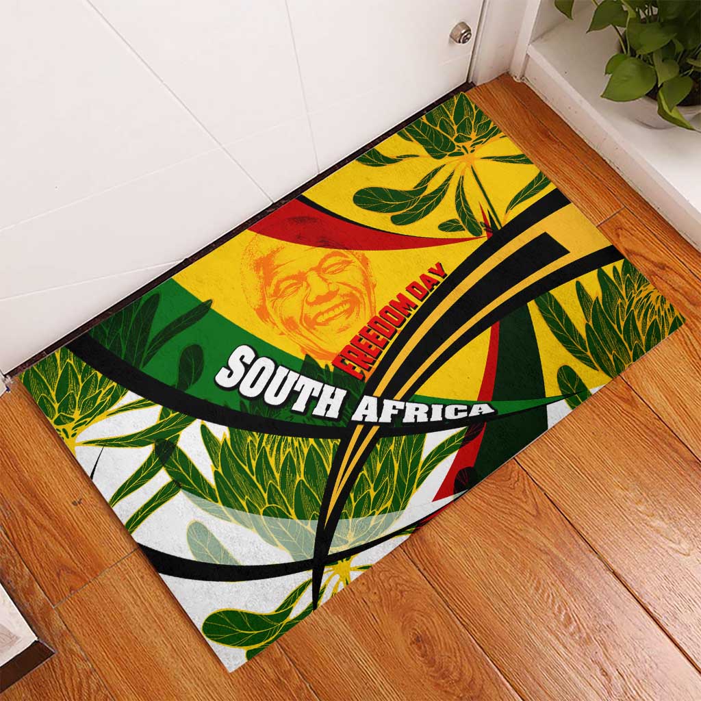 South Africa Freedom Day Mandela Rubber Doormat National Pride Protea Flower