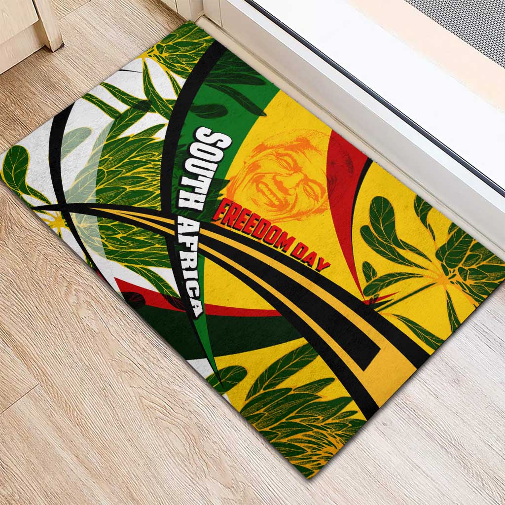 South Africa Freedom Day Mandela Rubber Doormat National Pride Protea Flower