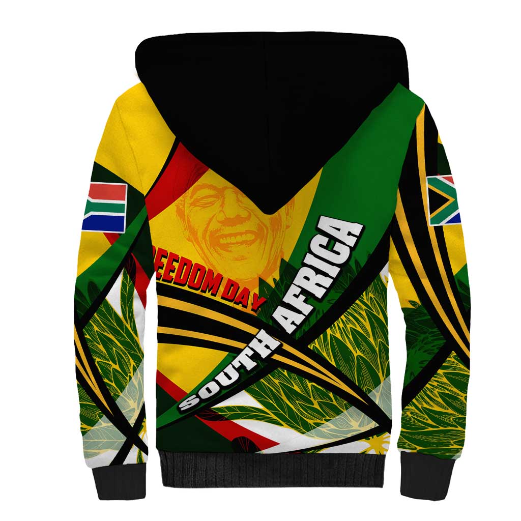 South Africa Freedom Day Mandela Sherpa Hoodie National Pride Protea Flower