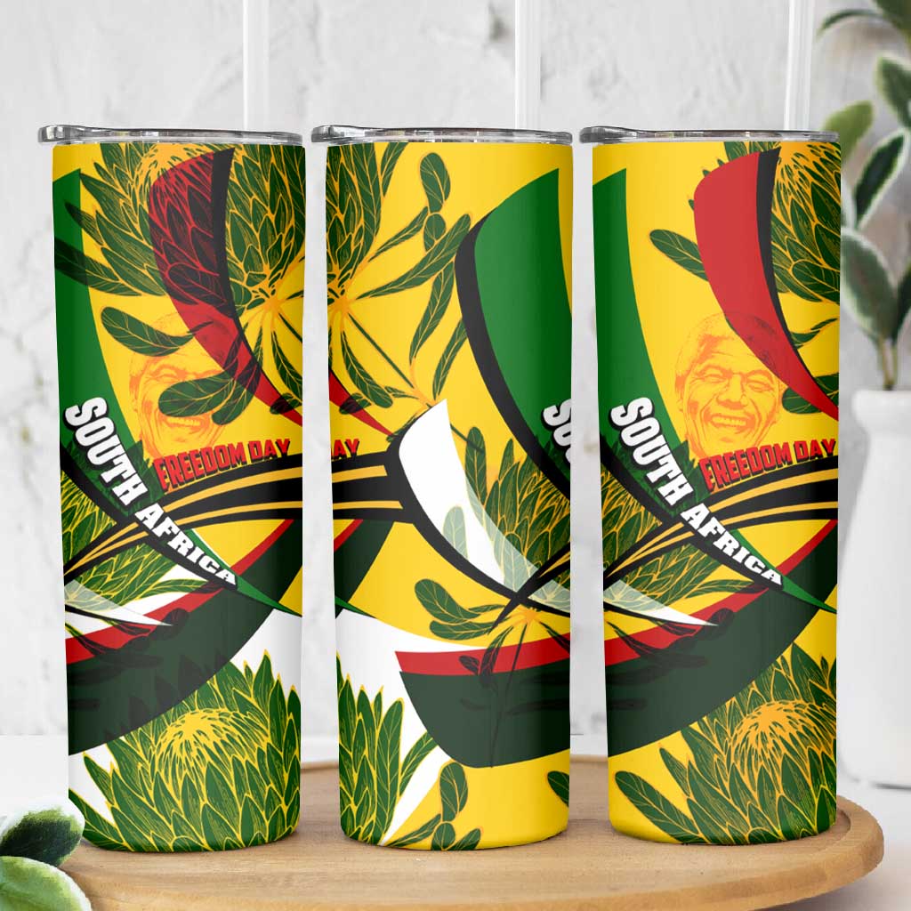 South Africa Freedom Day Mandela Skinny Tumbler National Pride Protea Flower