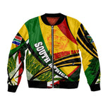 South Africa Freedom Day Mandela Sleeve Zip Bomber Jacket National Pride Protea Flower