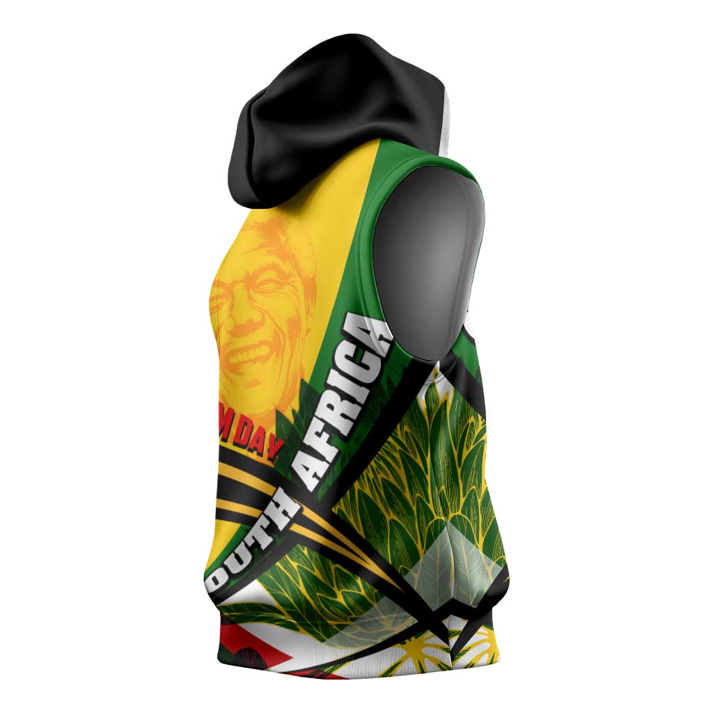 South Africa Freedom Day Mandela Sleeveless Hoodie National Pride Protea Flower - African Pride