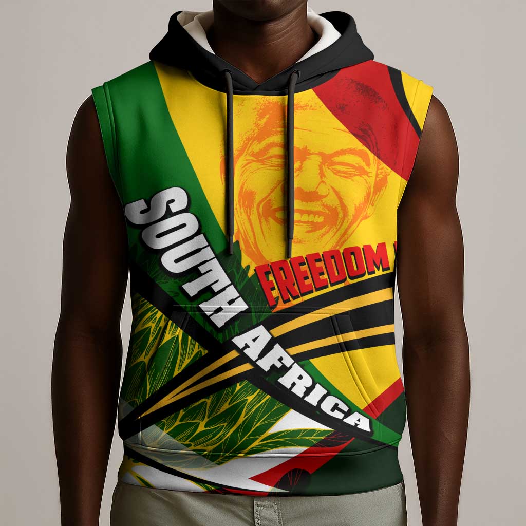 South Africa Freedom Day Mandela Sleeveless Hoodie National Pride Protea Flower - African Pride