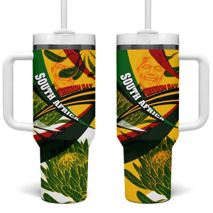 South Africa Freedom Day Mandela Tumbler With Handle National Pride Protea Flower