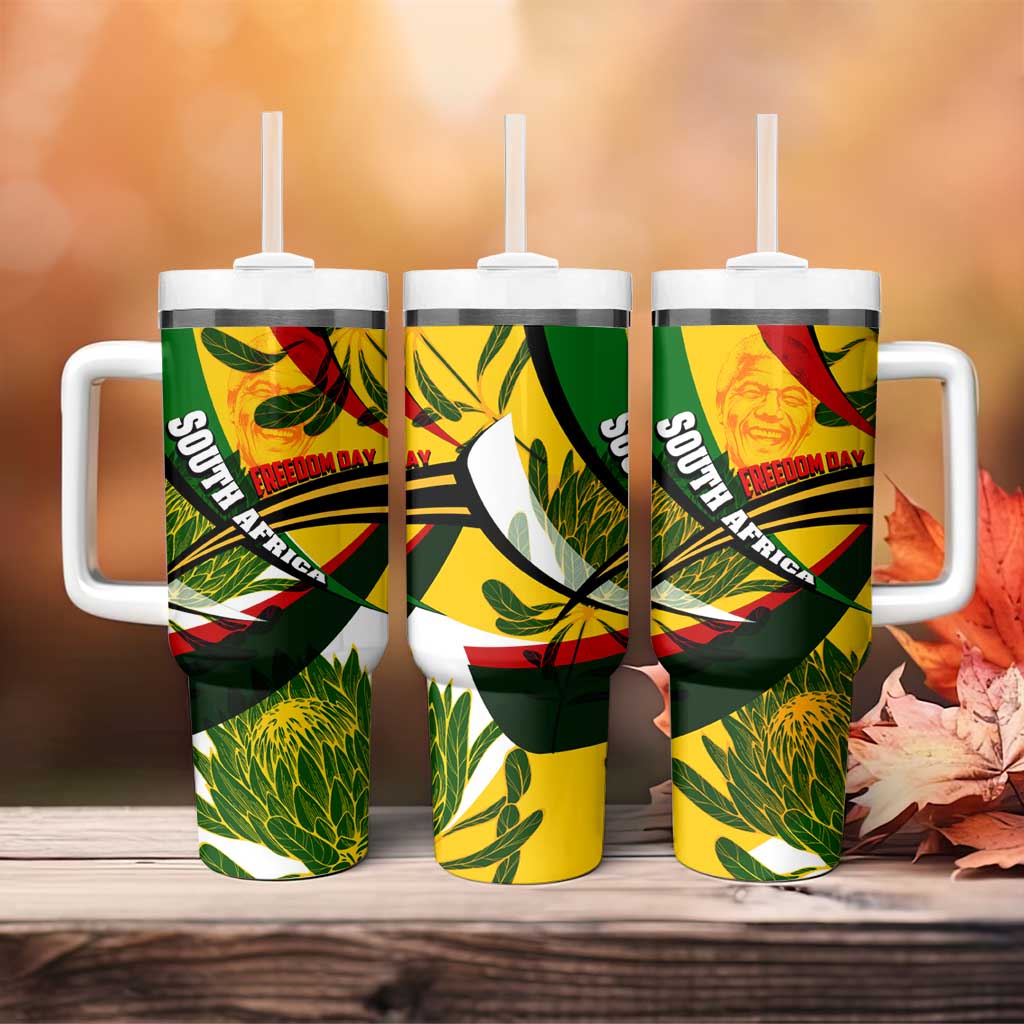 South Africa Freedom Day Mandela Tumbler With Handle National Pride Protea Flower