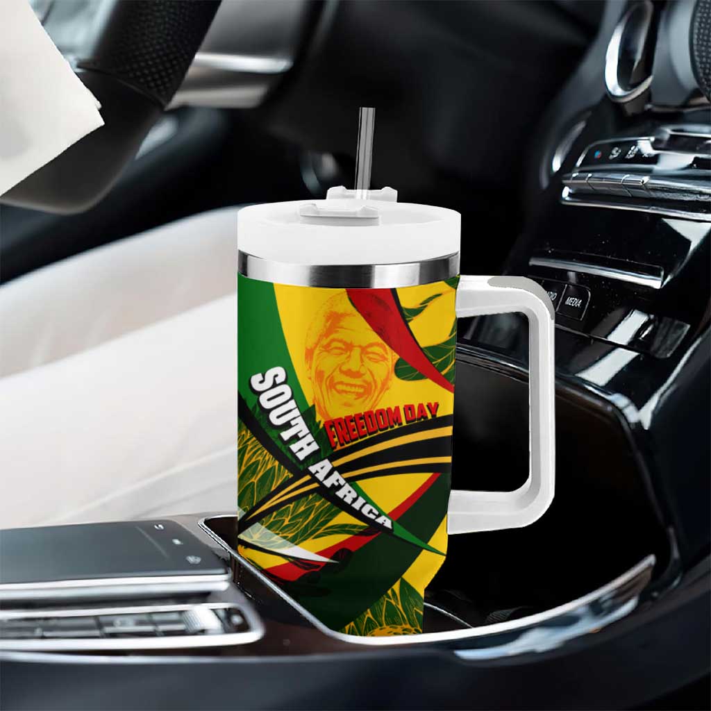 South Africa Freedom Day Mandela Tumbler With Handle National Pride Protea Flower