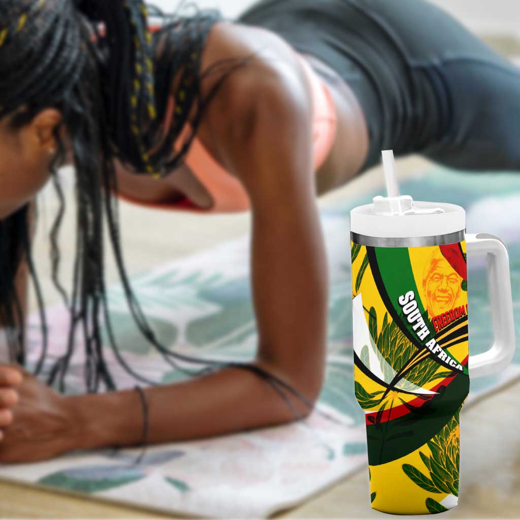 South Africa Freedom Day Mandela Tumbler With Handle National Pride Protea Flower