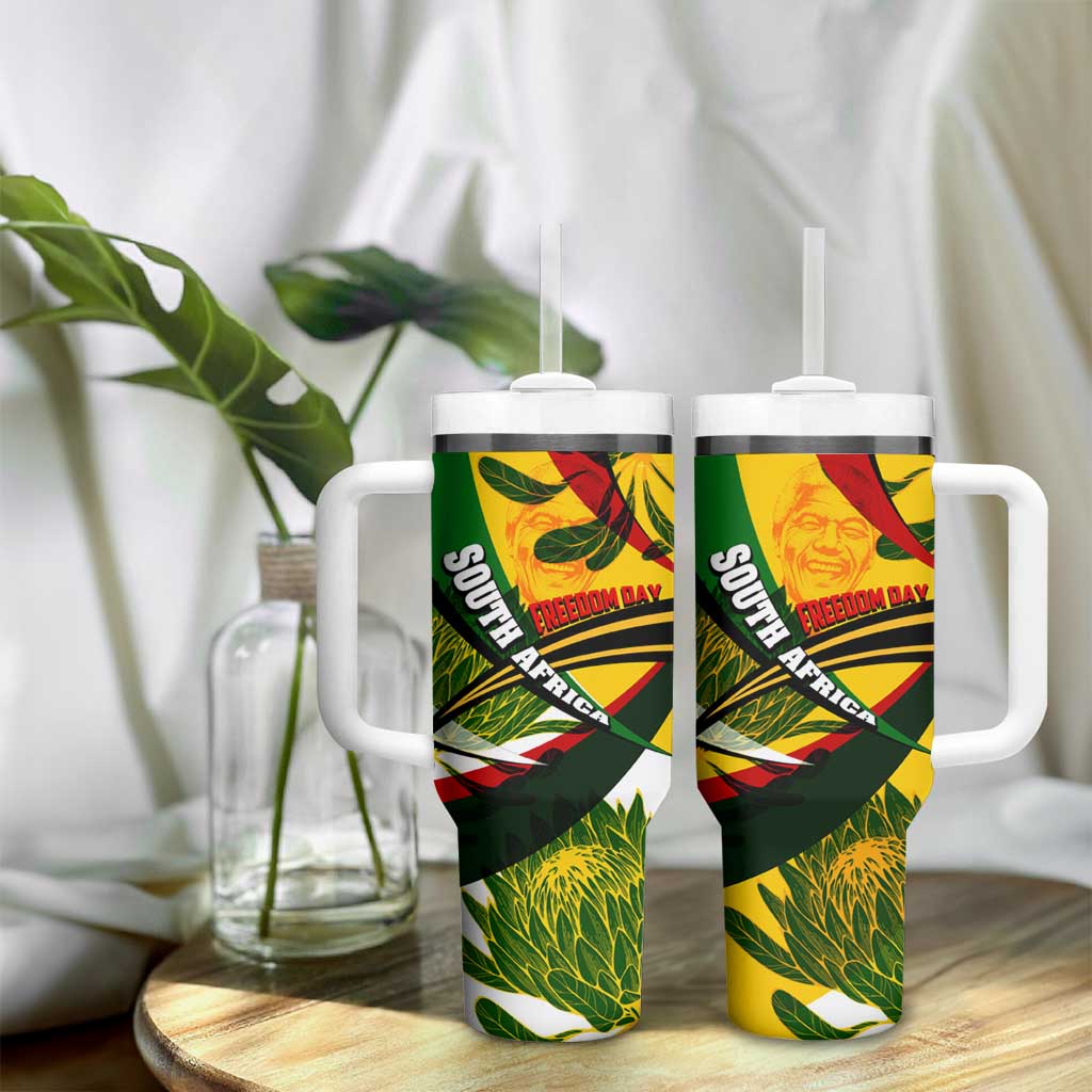 South Africa Freedom Day Mandela Tumbler With Handle National Pride Protea Flower