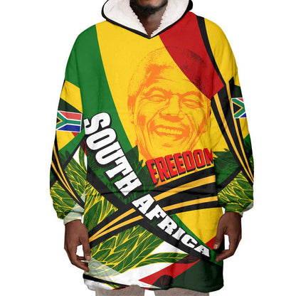 South Africa Freedom Day Mandela Wearable Blanket Hoodie National Pride Protea Flower