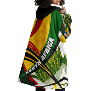 South Africa Freedom Day Mandela Wearable Blanket Hoodie National Pride Protea Flower